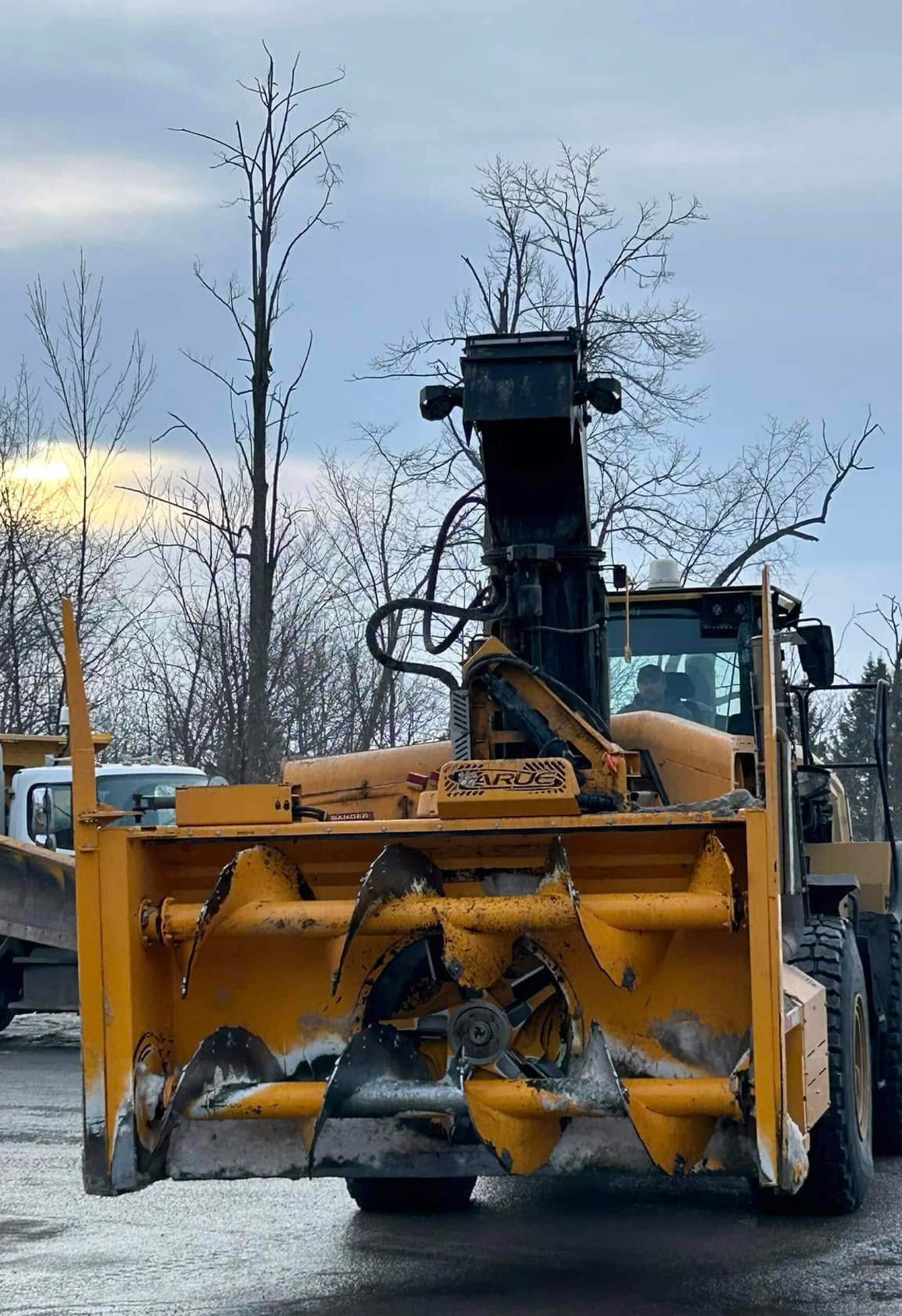 Close-up of a snow blower