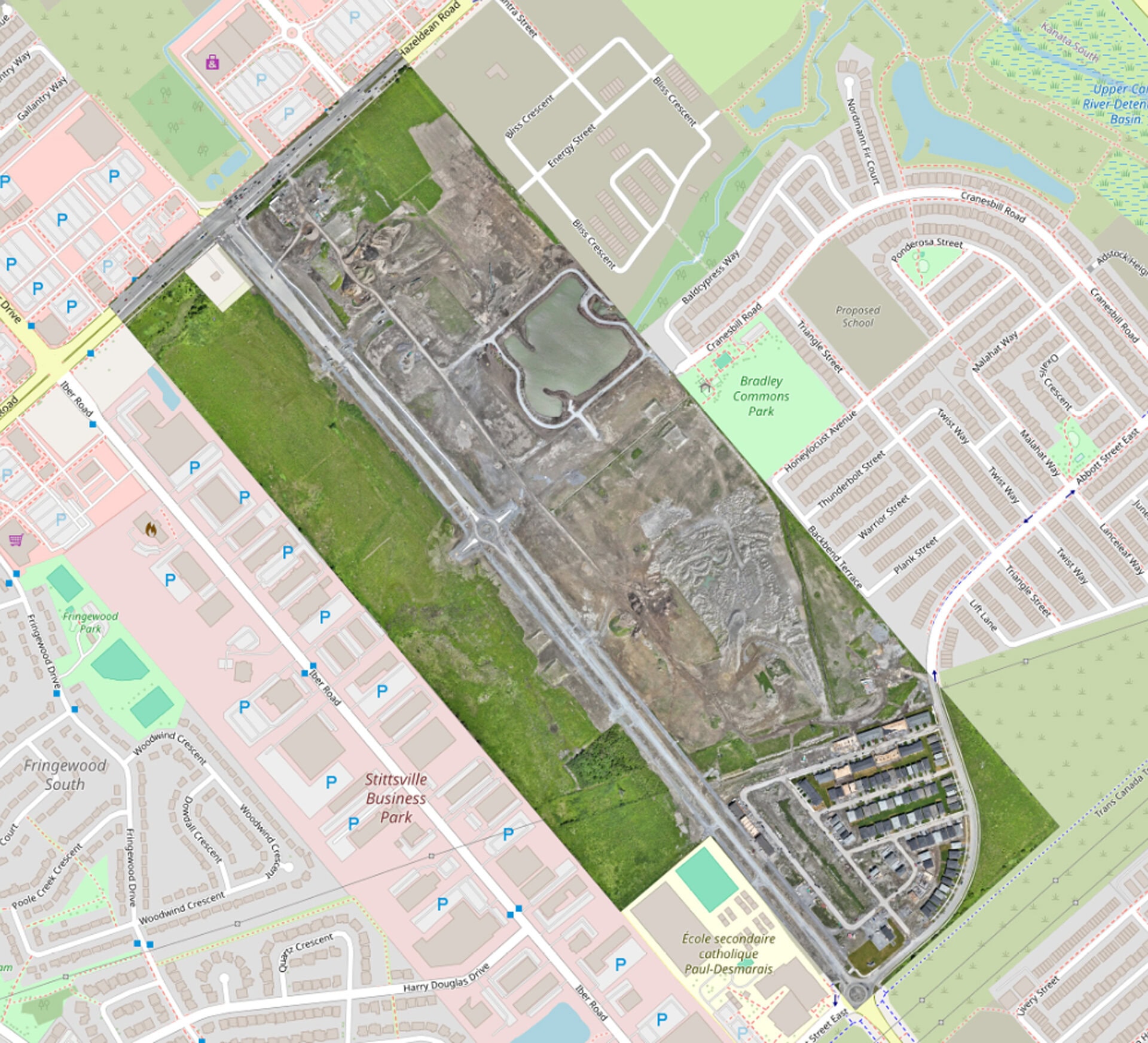 Overhead photo of Robert Grant Avenue construction progress, June 2025