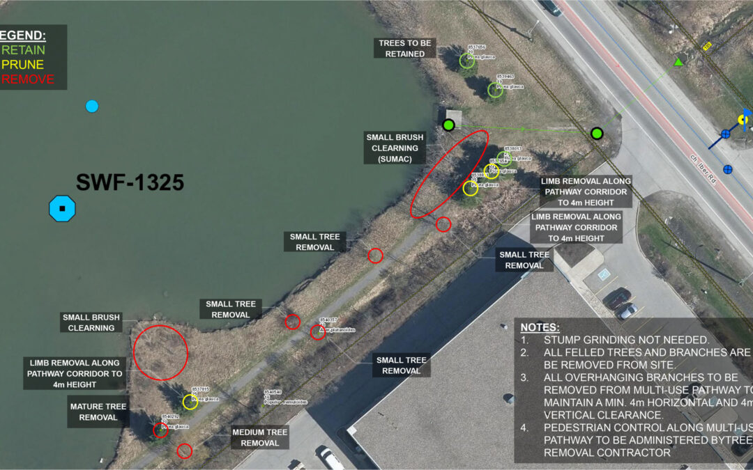 Maintenance near the Granite Ridge stormwater pond