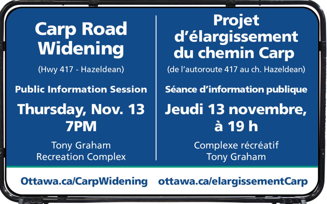NOVEMBER 13: Carp Road construction update
