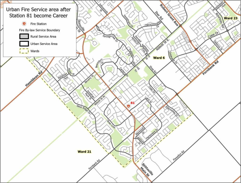 Urban fire service area "after" Station 81 conversion