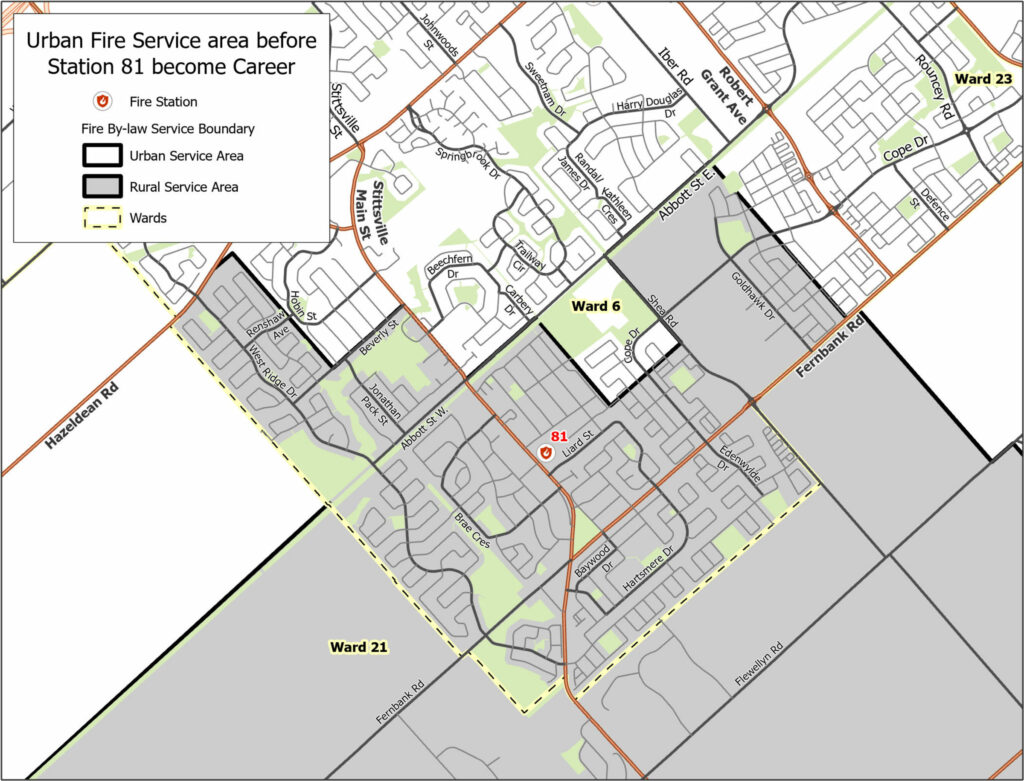 Urban fire service area "before" Station 81 conversion