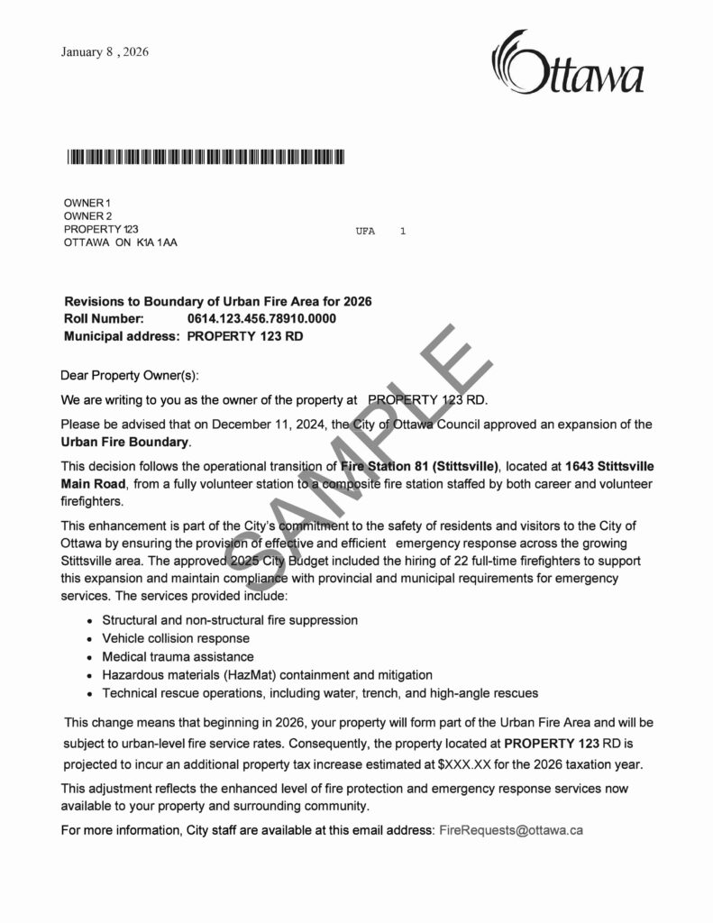 January 2026 letter on urban fire boundary changes