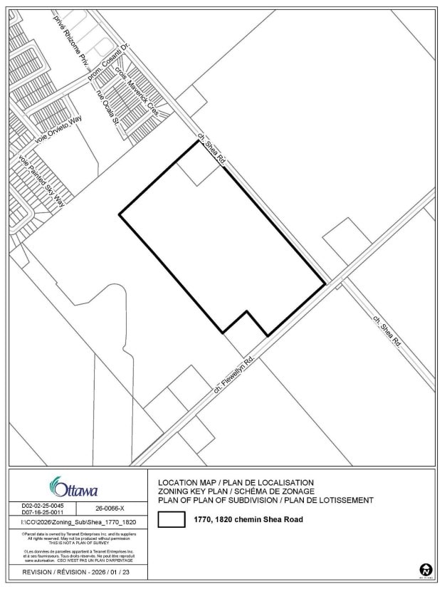 Location map - 1770 and 1820 Shea Road