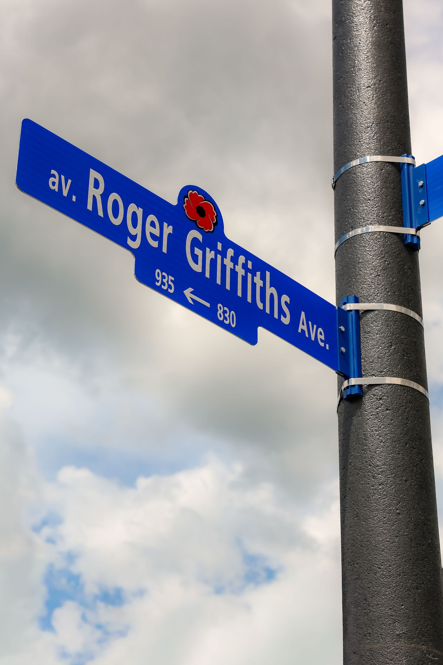 Roger Griffiths Avenue street naming ceremony. Street blade sign