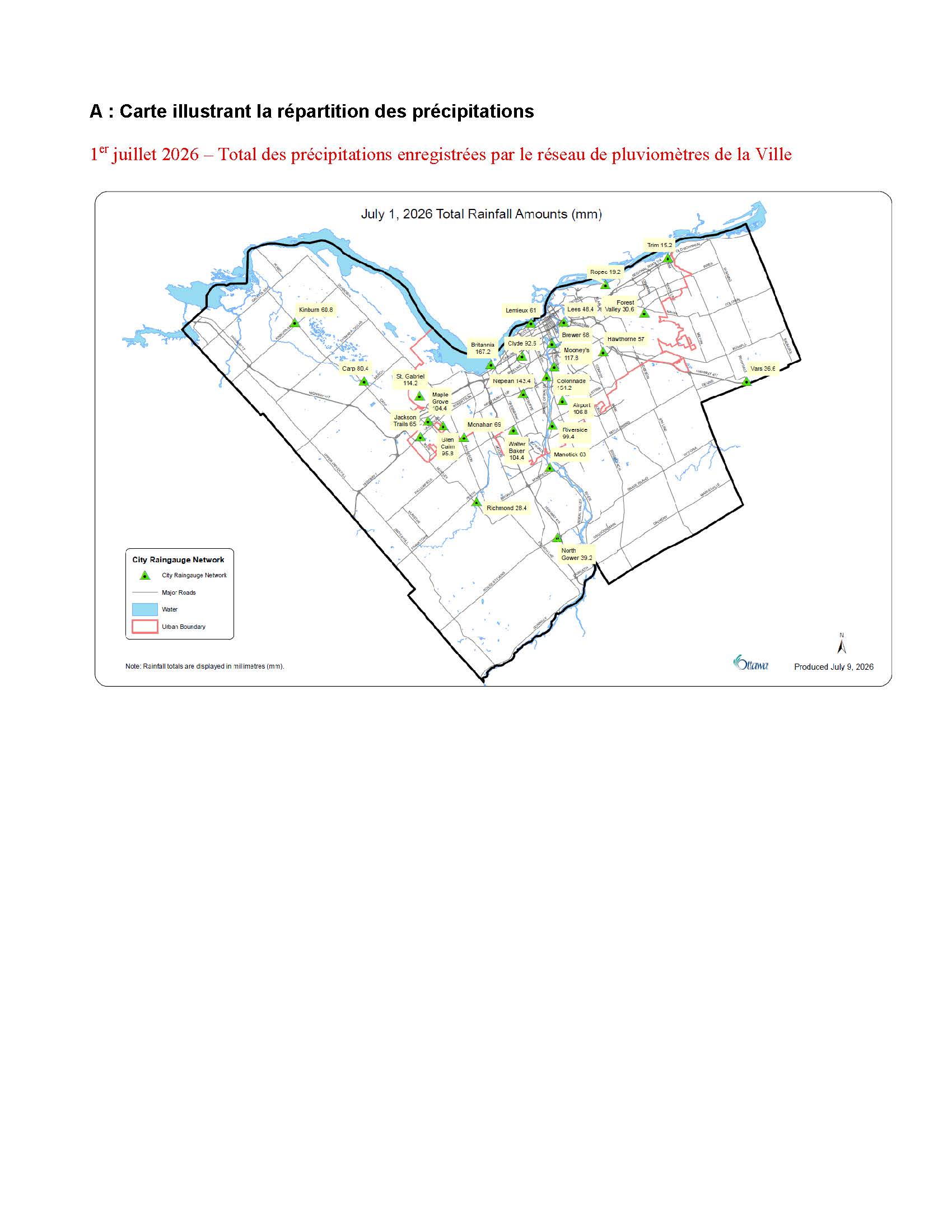 A : Carte illustrant la répartition des précipitations