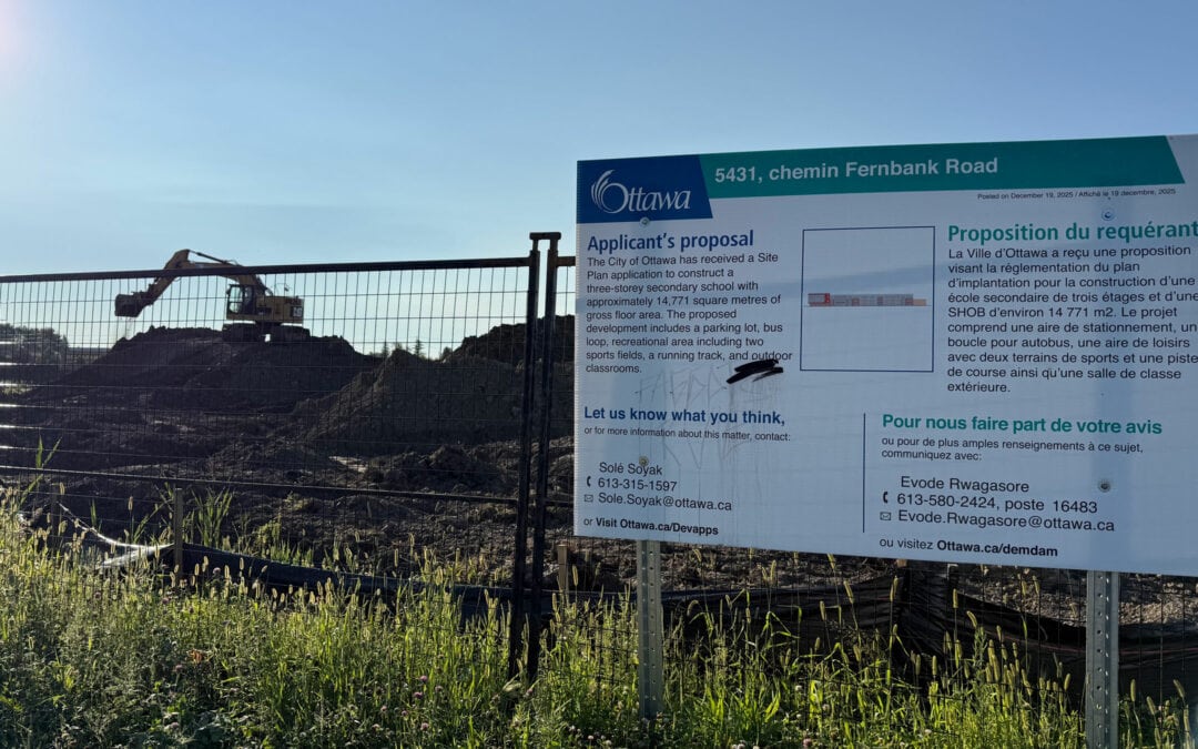 A map of current and future schools in Stittsville (August 2026)
