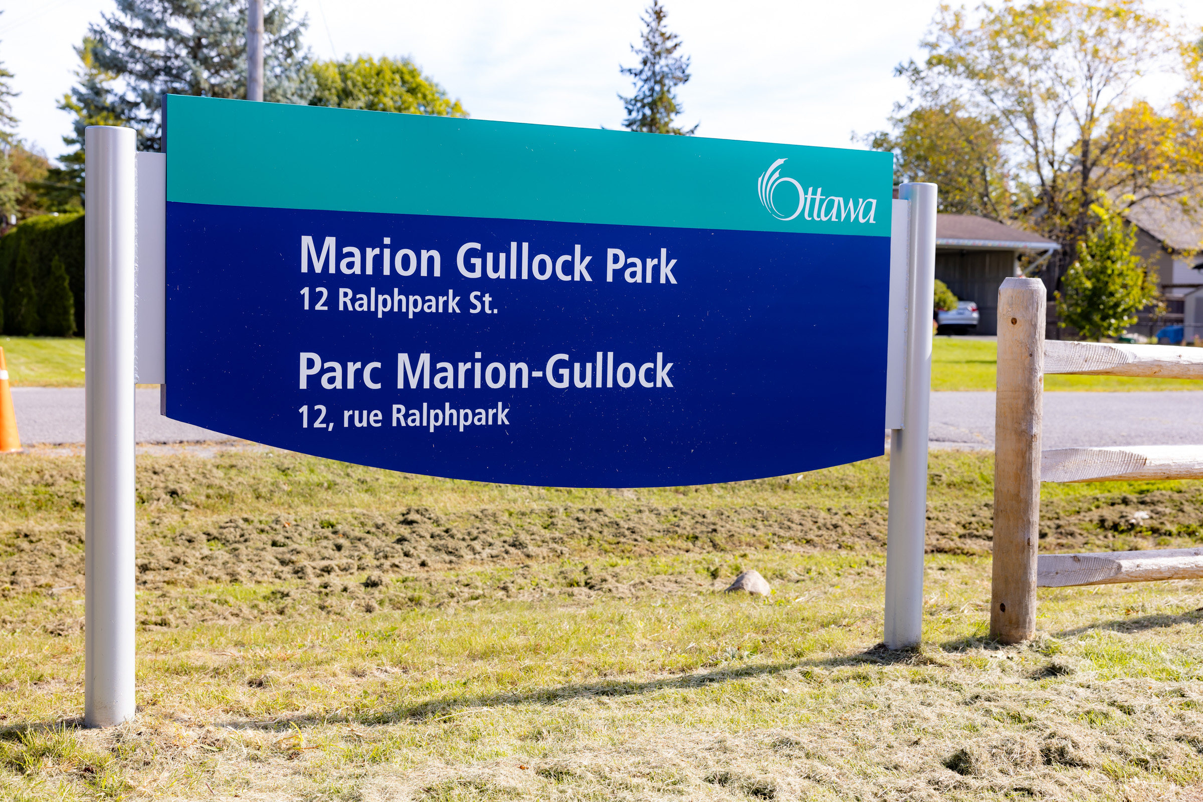 Marion Gullock Park commemorative naming ceremony on September 26, 2026. New sign